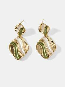 MOTF PREMIUM INS FASHION IRREGULAR TEXTURE WATER RIPPLE PLEATED STUD EARRINGS FEMININITY HIGH-END EARRINGS EARRINGS - Multicolor - View 8