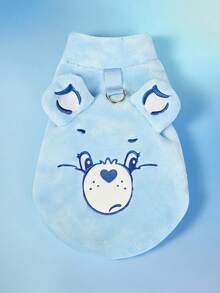 Care Bears X PETSIN 1件刺繡小熊藍色絨毛保暖無袖外套，附牽繩，適合貓狗，適合舒適的室內時光或寒冷天氣的戶外探險 - 淺藍色 - 查看 5