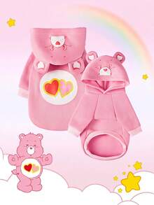 Care Bears X PETSIN 1件 Love-A-Lot 熊粉色貓狗連帽衫，可愛卡通印花搭配 3D 耳朵帽頂，超柔軟舒適，防跳蚤、不易掉毛、透氣，讓您的寵物在日常穿著或裝扮時保持溫暖且可愛 - 粉色 - 查看 1