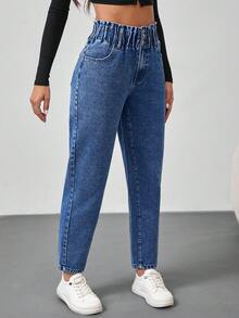 SHEIN Tall Women's Casual Washed Slim Fit Jeans - Blue - View 6