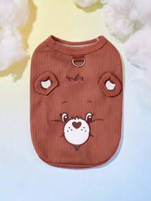 Care Bears X PETSIN 1pc Cute Embroidered Cartoon Pattern Thin Waffle Pet Vest, Cool & Breathable Casual Top For Cats And Dogs, Lightweight, Anti-Flea, Less Shedding, Heat-Resistant, Perfect For Indoor & Outdoor Play - Multicolor - View 3