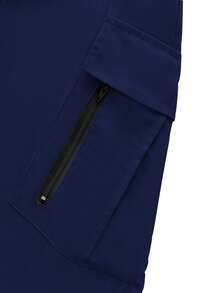 Manfinity Homme Pantalones cargo de unicolor versátiles de moda para hombres - Azul Marino - Ver 4