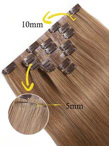 Seamless Clip Ins 7片装 27号 130克/150克 全头无缝PU夹式接发 100%毛鳞片顺直双层Remy真人发 隐形夹式接发 万圣节服装接发 - S27 - 查看 4