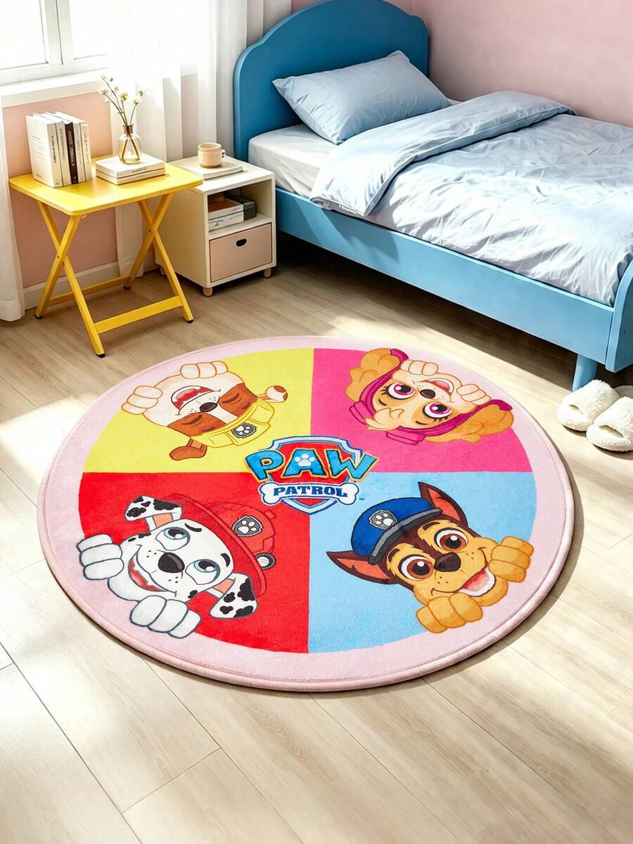 SHEIN | PAW Patrol 1件裝卡通圖案圓形地毯，可愛設計，毛絨材質＋防滑底盤，適合擺放在房間與客廳，裝飾地毯，遊戲墊，60/80/100/120cm - 彩色 - 查看 1