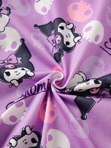 HELLO KITTY AND FRIENDS | SHEIN 女童卡通印花短袖單排扣上衣與短褲家居服 - 紫色 - 查看 7