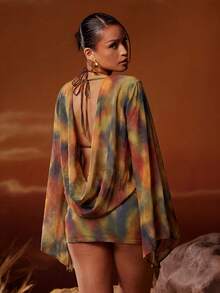 Hauture Women's Tie-Dye Ruched Sexy Date Party Mini Dress - Multicolor - View 2