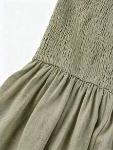 SHEIN Franclia 夏季新款度假風V領細肩帶女款洋裝 - 軍綠色 - 查看 5