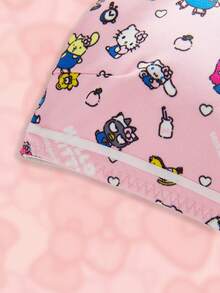 HELLO KITTY AND FRIENDS | SHEIN Tween Girl Cartoon & Letter Print Racerback Underwear Top - Pink - View 3