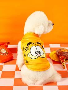 GARFIELD | PETSIN 1件可愛老虎印花寵物背心 黃色 舒適溫柔 透氣 防掉毛 寵物衣 - 黃色 - 查看 3