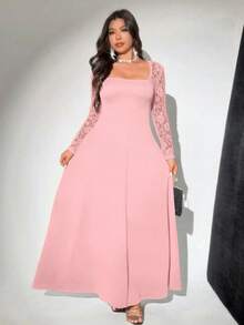 Viva Relle Gaun Kasual Ukuran Besar, Gaya Minimalis untuk Pemakaian Sehari-hari, Valentine Musim Gugur - Dusty Pink - View 1