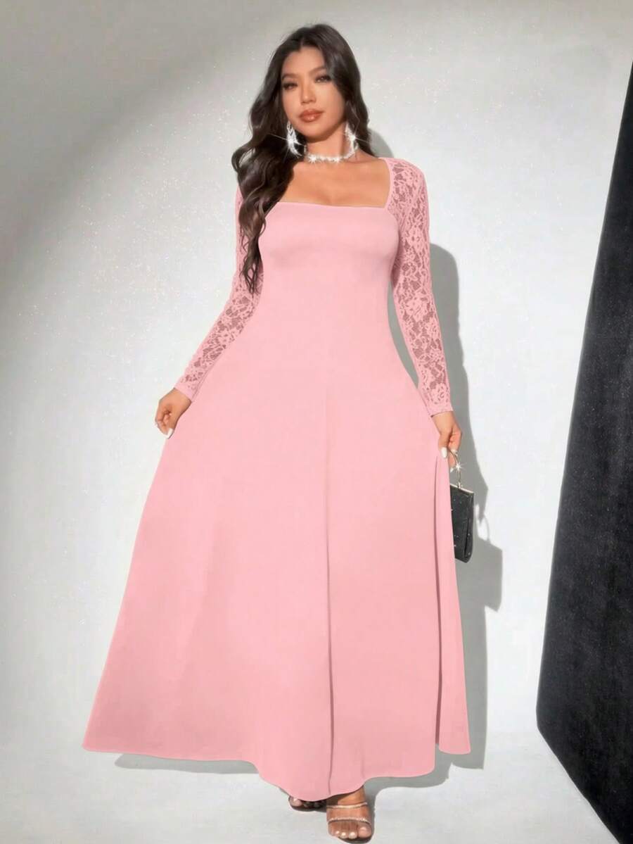 Viva Relle Gaun Kasual Ukuran Besar, Gaya Minimalis untuk Pemakaian Sehari-hari, Valentine Musim Gugur - Dusty Pink - View 1