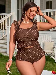 Swim Mod Plus Size Women's Simple Daily Ditsy Floral Set - Multicolor - View 4