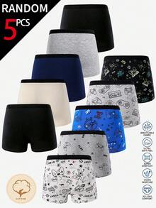 5件/包 男童可愛彩色極簡電玩圖案純棉內褲 多色輕量透氣經典易打理 女童校園內著 - 彩色 - 查看 2