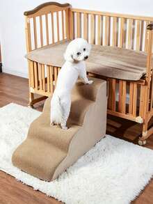 1 Pet Stair, Dog And Cat Climbing Ladder, Bed And Sofa Slope, Large And Medium-Sized Dogs And Cats Available, Suitable For Joint Pain Injuries And Elderly Dogs And Cats, Wear-Resistant And Durable, Removable And Washable, Universal In All Seasons. - Beige - View 2