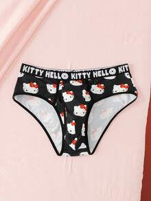 HELLO KITTY AND FRIENDS | SHEIN Men's Letter Waistband Cartoon Print Casual Briefs - Black - View 1