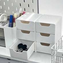 Mini Desktop Drawer Organizer, Adorable Storage For Jewelry, Cosmetics, Beads & Crafts, Ideal For Desk/Dresser Top, Perfect Gift For Girls, Holds Hair Clips, Nail Polish, Small Items, Christmas & Halloween Gift - White - View 5