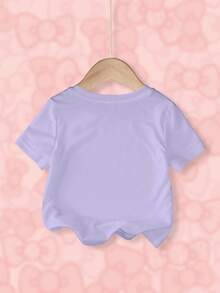 HELLO KITTY AND FRIENDS | SHEIN Kaos Kasual Musim Panas untuk Remaja Perempuan dengan Motif Garis-Garis dan Kartun - Putih - View 2