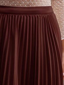 Anewsta Women's Solid Color Elegant Pleated Skirt Maxi Women Outfit - Rust Brown - View 7