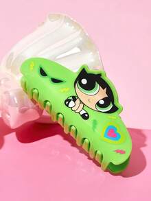 THE POWERPUFF GIRLS X SHEIN 時尚可愛卡通髮夾，適合女孩與女士，居家、洗浴、美容護理、髮型造型完美適用 - 綠色 - 查看 2