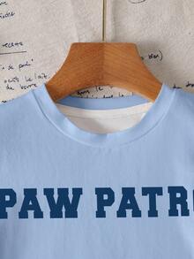 SHEIN | PAW Patrol 小男孩字母卡通印花休閒日常短袖T恤 - 白色 - 查看 5