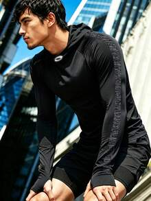 Gym Rark Men's Hooded Slim Fit Outdoor Sports Jacket, Gym - Black - View 1