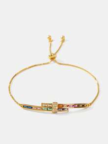 MOTF PREMIUM Bracelet Geometric Oval Color Diamond Women's Gold Simple Accessories European And American Jewelry - Gold - View 1