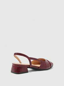 CUCCOO BIZCHIC Women's Pointed Toe Block Heel Colorblock Pumps, Spring/Summer - Rose Red - View 3