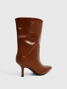CUCCOO SZL Brown Fashion Soft Fabric Sexy Stiletto Boots - Mocha Brown - View 3