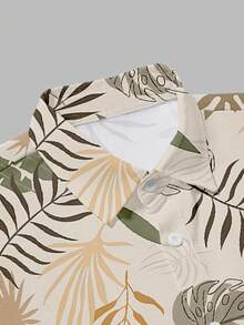 Alderstead Men's Tropical Plant Print Short Sleeve Single-Breasted Shirt - Multicolor - View 3