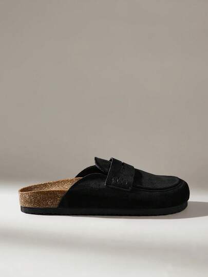 Solecia Papuci pentru bărbați cu vârf închis, răcoritori, slip-on, din plută, cu talpă plată, stil casual simplu, pentru purtare zilnică ușoară la locul de muncă