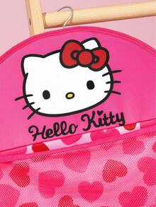 HELLO KITTY AND FRIENDS | SHEIN 掛牆式收納整理袋 附3個網袋，愛心印花衣櫥收納袋，適合女孩學生使用，可收納內衣、髮飾、化妝品，適用於臥室衣櫃 - 深粉色 - 查看 3