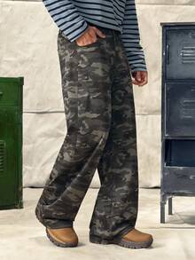 Norleigh Men's Camouflage Pants, Casual Outdoor Fashion Suit Trousers, Spring/Autumn Cargo Pants - Black - View 6