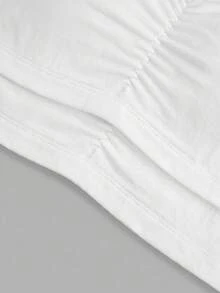 SHEIN Girlism Sujetador Bandeau Fruncido Simple Modesto Cómodo con Relleno para Niña Preadolescente Blanco Invierno Escolar - Blanco - Ver 3