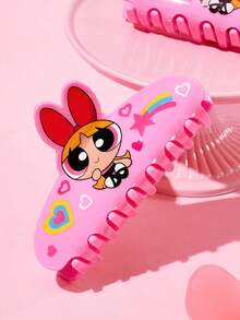 THE POWERPUFF GIRLS X SHEIN 時尚可愛卡通髮夾，適合女孩與女士，居家、沐浴、美容護理、髮型造型完美適用 - 玫粉色 - 查看 2