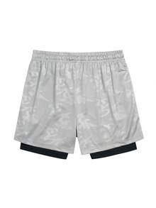 Gym Rark Pantalones cortos deportivos de doble capa con cordón en la cintura para hombres - Gris - Ver 2