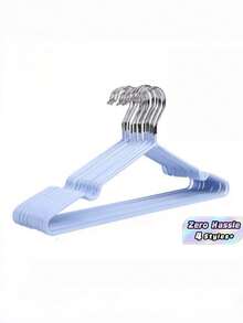 10Pcs Non-Slip Durable Metal Hangers With Rubber Coating, Space Saving Clothes Hangers With Shoulder Notches - Multicolor - View 1