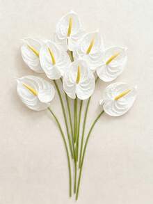 8 pièces Fleur d'oiseau de paradis artificielle blanche, Oiseau de paradis en plastique factice, Plante artificielle à tige longue, Convient pour la décoration de vase de fête à la maison, l'arrangement de table de mariage, la décoration intérieure, le bouquet DIY, le cadeau pour les femmes - Blanc - Voir 5