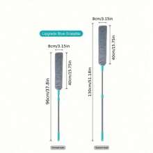 Telescopic Sweeper Mop For Under Bed, Sofa, Furniture Gaps Cleaning, With Replaceable Cloth Head - Green - View 2