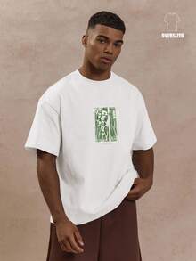 Musero Oversized Short Sleeve Floral Box Graphic Print Tshirt SPRING SUMMER - White - View 2