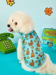 SCOOBY-DOO X PETSIN 2件裝棕色小狗花朵與汽車印花寵物上衣，超柔軟親膚面料，透氣輕盈，有助減少掉毛，讓您的寵物在日常穿著或戶外玩耍時保持涼爽舒適 - 彩色 - 查看 3