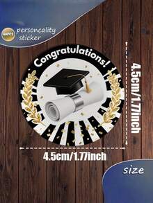 48pcs Graduation-Themed Stickers, Graduation Cap And Certificate Decorations, Gift Wrapping Envelope Stickers, Commemorative Stickers Suitable For Journals, Notebooks, And Photo Albums To Record Graduation Moments. - multicolor - View 2