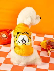 GARFIELD | PETSIN 1件可愛老虎印花寵物背心 黃色 舒適溫柔 透氣 防掉毛 寵物衣 - 黃色 - 查看 2