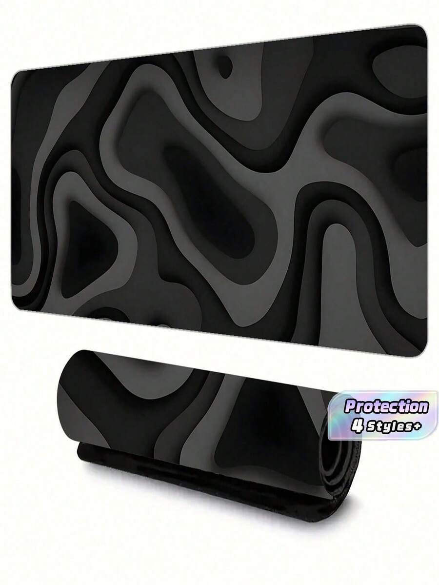 XXL Extended Gaming Desk Mouse Pad, Black Gray Swirl Marble Texture, Non-Slip Durable Rubber Base Smooth Surface, Large Workspace For PC Laptop Office Home Gaming Setup
