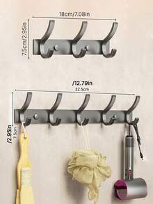 1PC Punch-Free Over Door Wall Mount Clothes Hanger Hooks, Strong Load Bearing Adhesive Rack For Entryway Hallway, Multi-Purpose Organizer For Hanging Clothes Hats - Multicolor - View 18