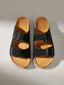Solecia Ladies Summer Round Toe Platform Belt Buckle Decorative Fashion Sandals - Black - View 3