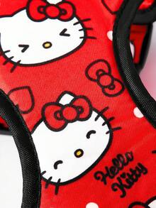 HELLO KITTY AND FRIENDS | SHEIN 蝴蝶結貓咪印花寵物牽引裝備單賣，胸背帶牽繩項圈拾便袋收納器，多尺寸適用貓狗，柔軟加墊日常戶外散步配件 - 大紅色 - 查看 8