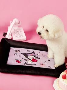 HELLO KITTY AND FRIENDS | PETSIN 1個可愛小貓玫瑰印花寵物窩附蝴蝶結，惡魔小貓與大耳小貓字母印花，配色拼接柔軟透氣防滑寵物床，適合居家、旅行，生日或週年紀念的舒適禮物 - 彩色 - 查看 7