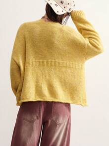 Bohemela Autumn//Vintage Deep V-Neck Double Pocket Knit Cardigan/ Casual /New Year/Country/Western/New Year/Beach Brunch/Rave/Music Festival Mustard Yellow - Pale Yellow - View 7