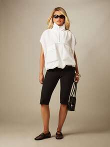 MISSGUIDED Sleeveless Half-Zip Funnel Neck Woven Top With Cargo Pockets Oversized Boxy Fit Spring Summer - White - View 3