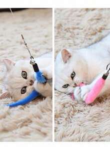 1.8M Telescopic Cat Teaser Wand, 4-Section 360° Flexible Replaceable For Stimulating Cat's Joy (Bell Random Colors) - White - View 2